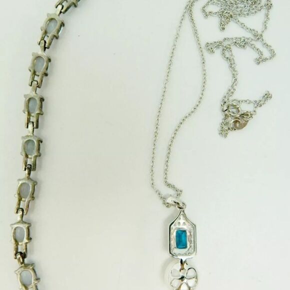 Artisan 925 Quartz & Pearl Pendant Necklace CZ Drop Earrings & Topaz Bracelet - Picture 10 of 12